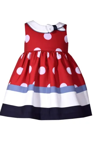 Bonnie Jean Nautical Dress, Red with White Polka Dots