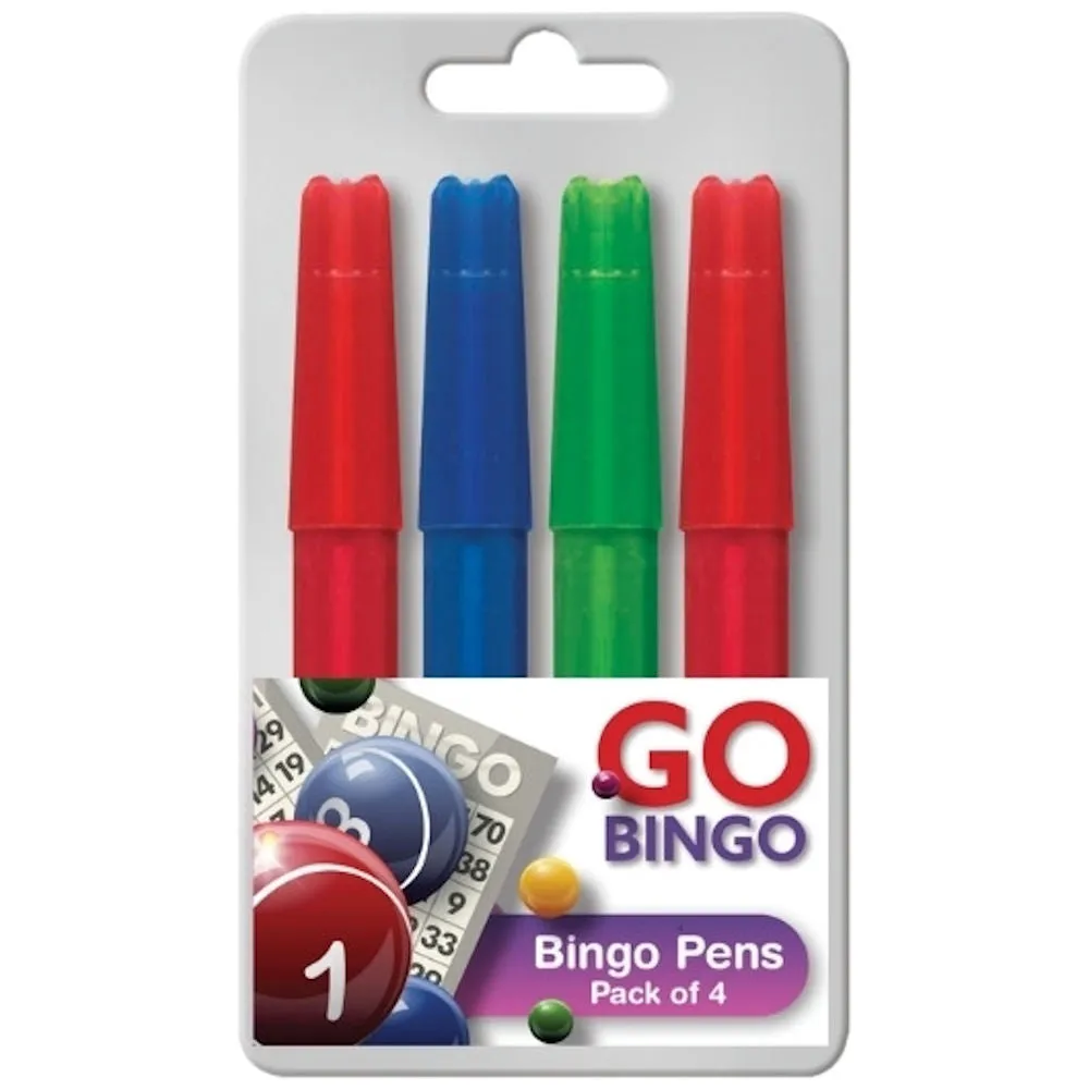 Bright Bingo Pens - 4 Pack Vibrant Colours Easy Marking Bingo Games Dabbers