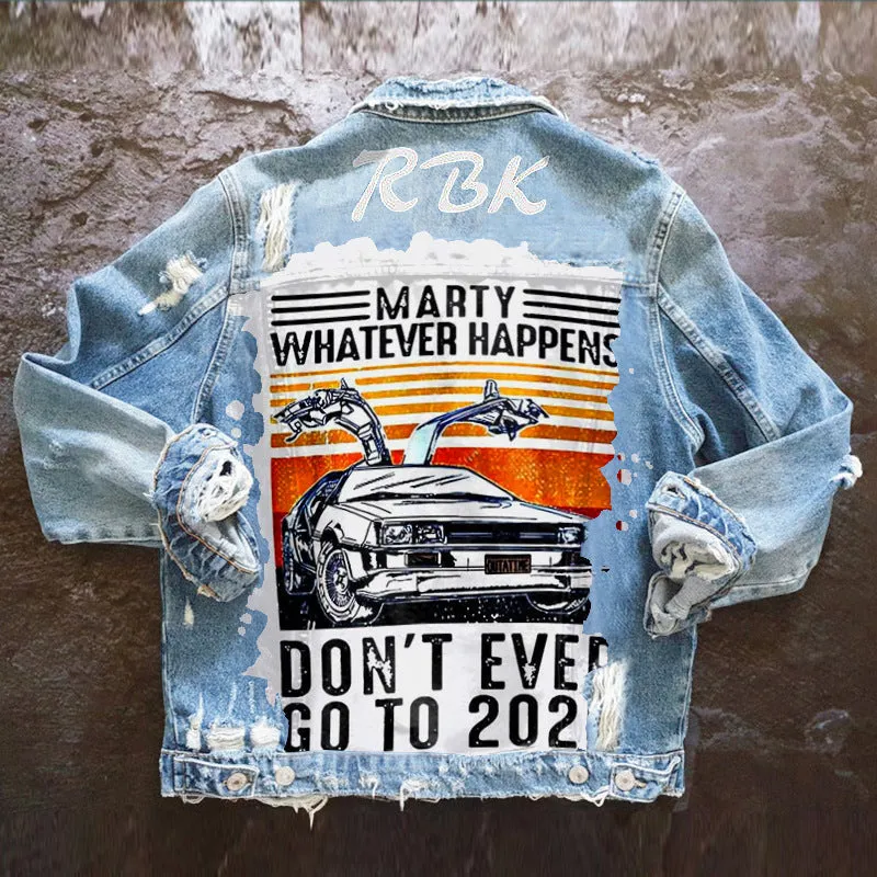 Fashion trendy cool graffiti illustration denim jacket