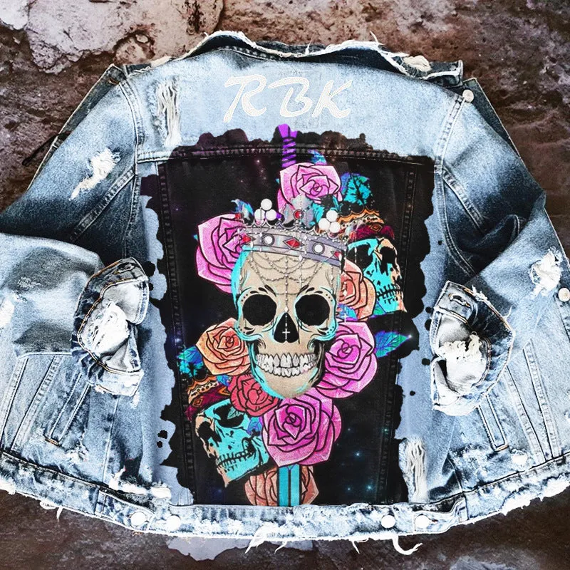 Fashion trendy cool graffiti illustration denim jacket