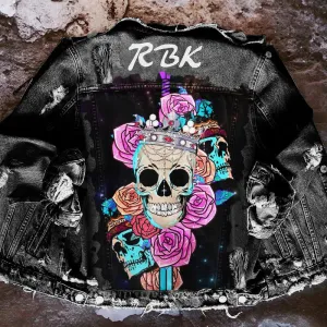 Fashion trendy cool graffiti illustration denim jacket