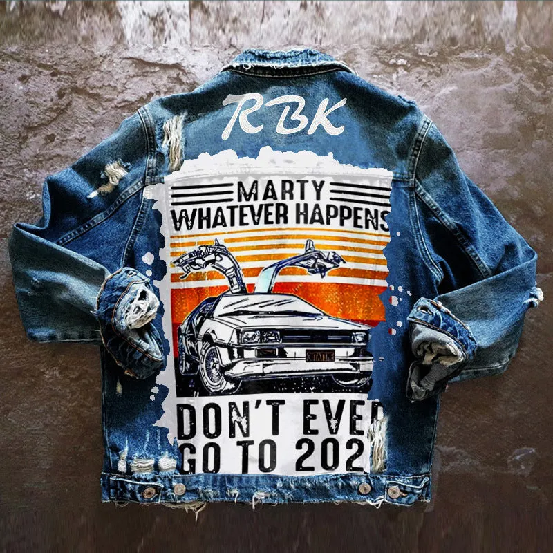 Fashion trendy cool graffiti illustration denim jacket