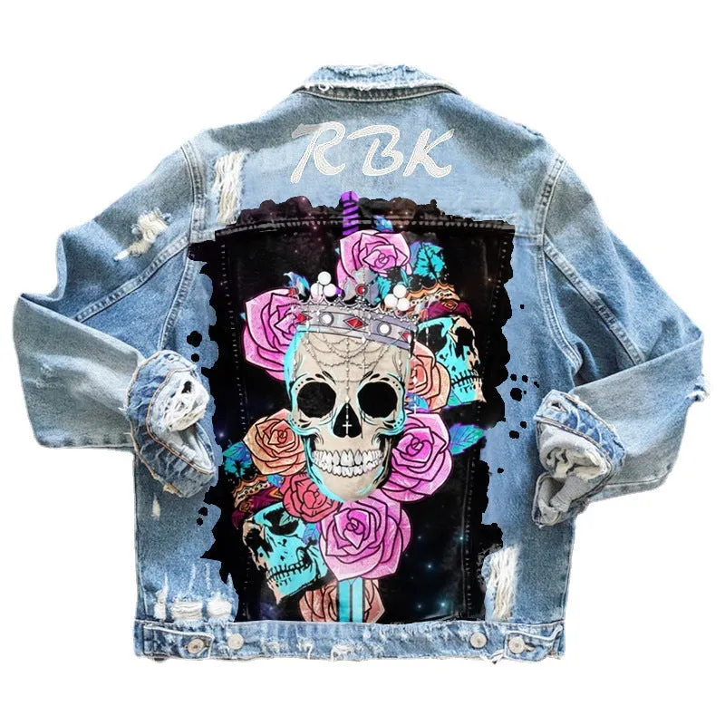 Fashion trendy cool graffiti illustration denim jacket