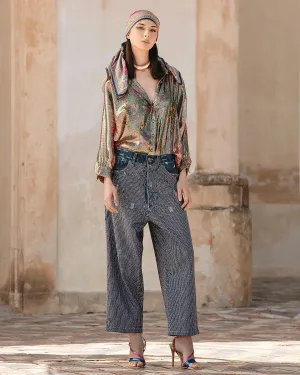 PANTALONI JANIS IN DENIM E STRASS